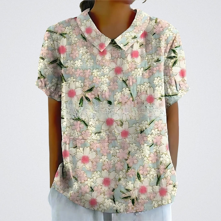 Lina | Blouse en lin à fleurs