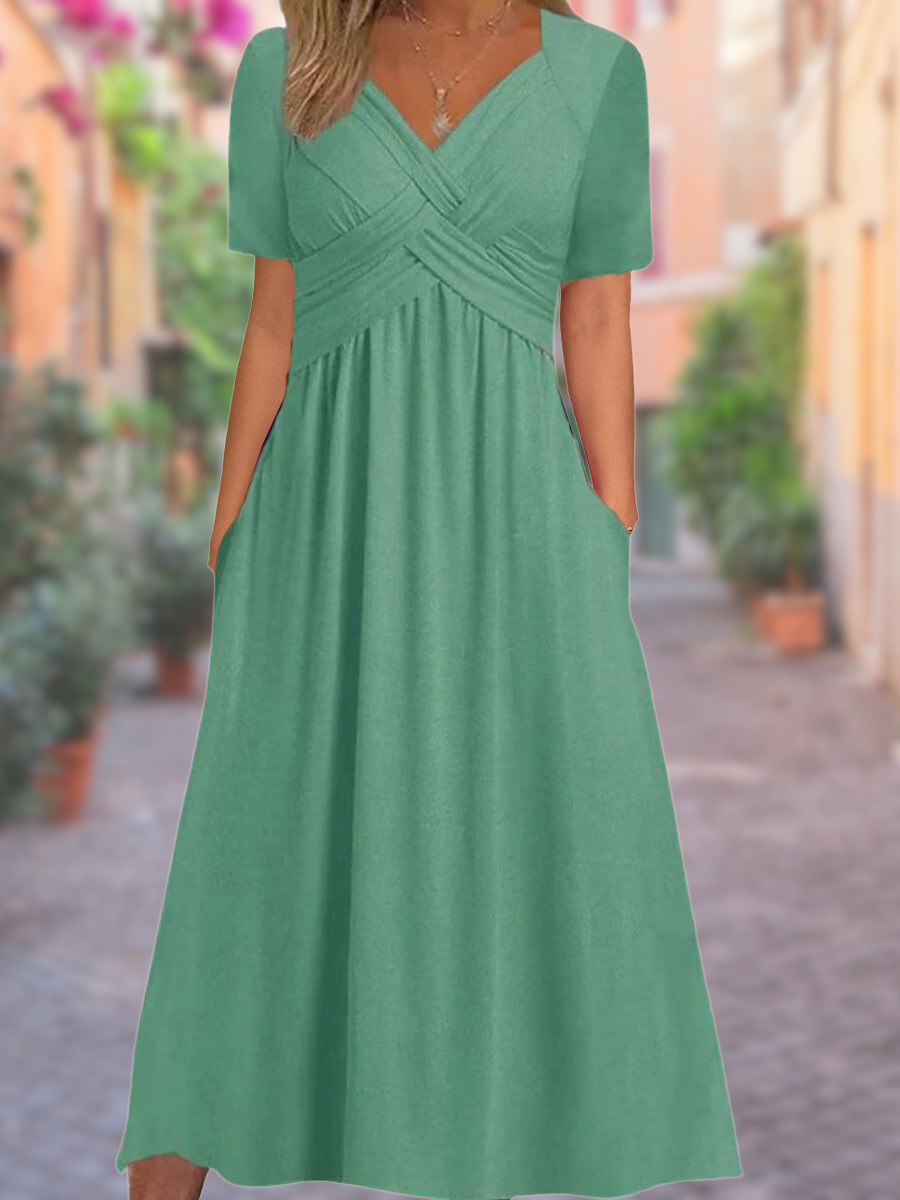 Mireya | Robe portefeuille à taille croisée et poches latérales pour femme