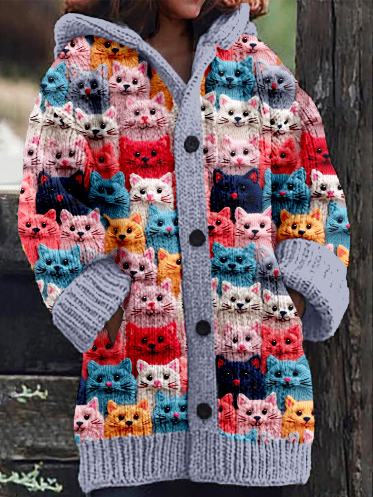 Patricia™ Cardigan Douillet d'Automne avec Chats