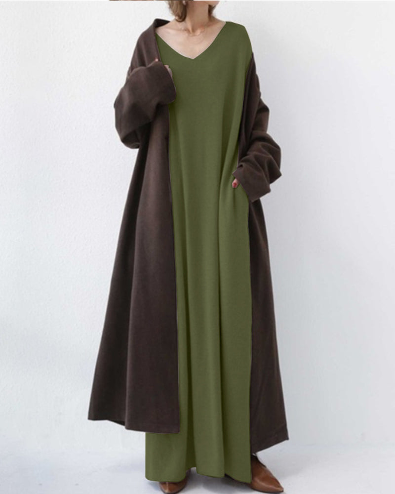 Laluna® | Robe V-cou à manches longues tendance