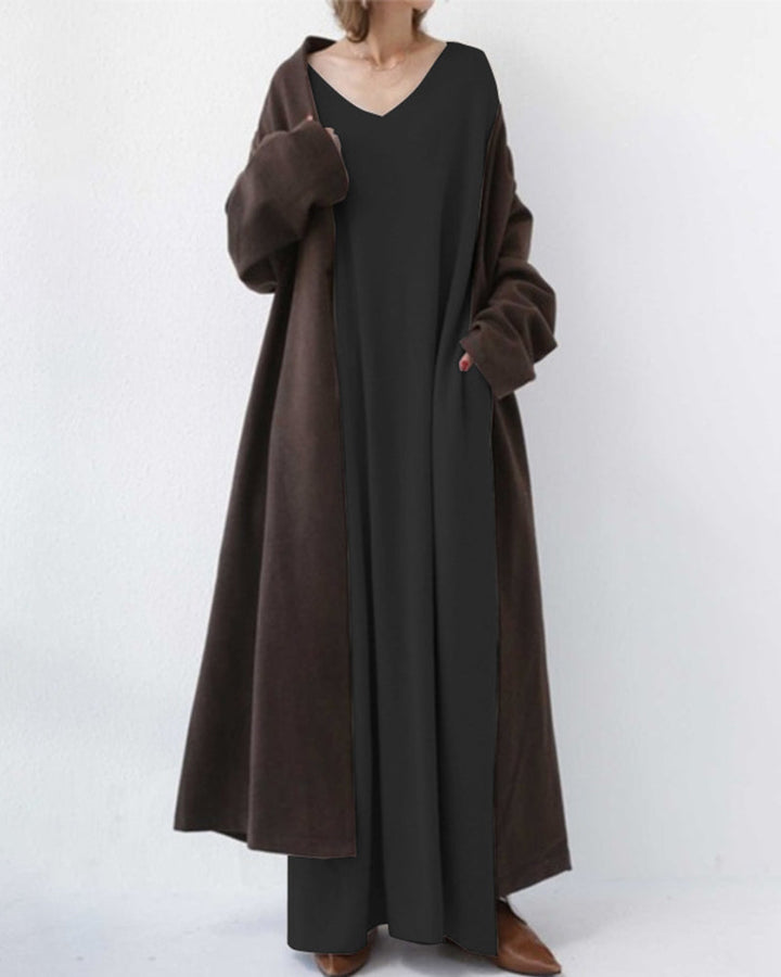 Laluna® | Robe V-cou à manches longues tendance