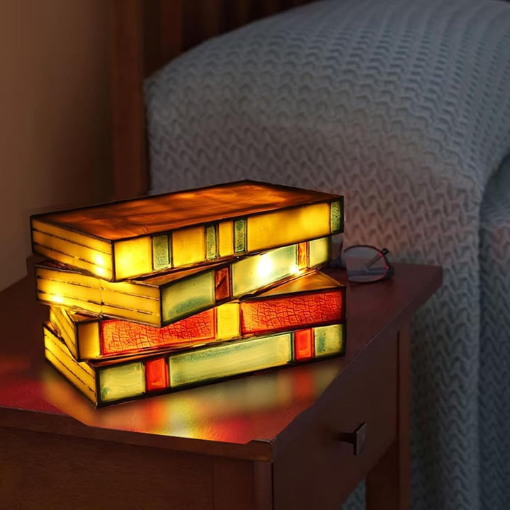 Lampe en Empilement de Livres en Vitre Sculpée
