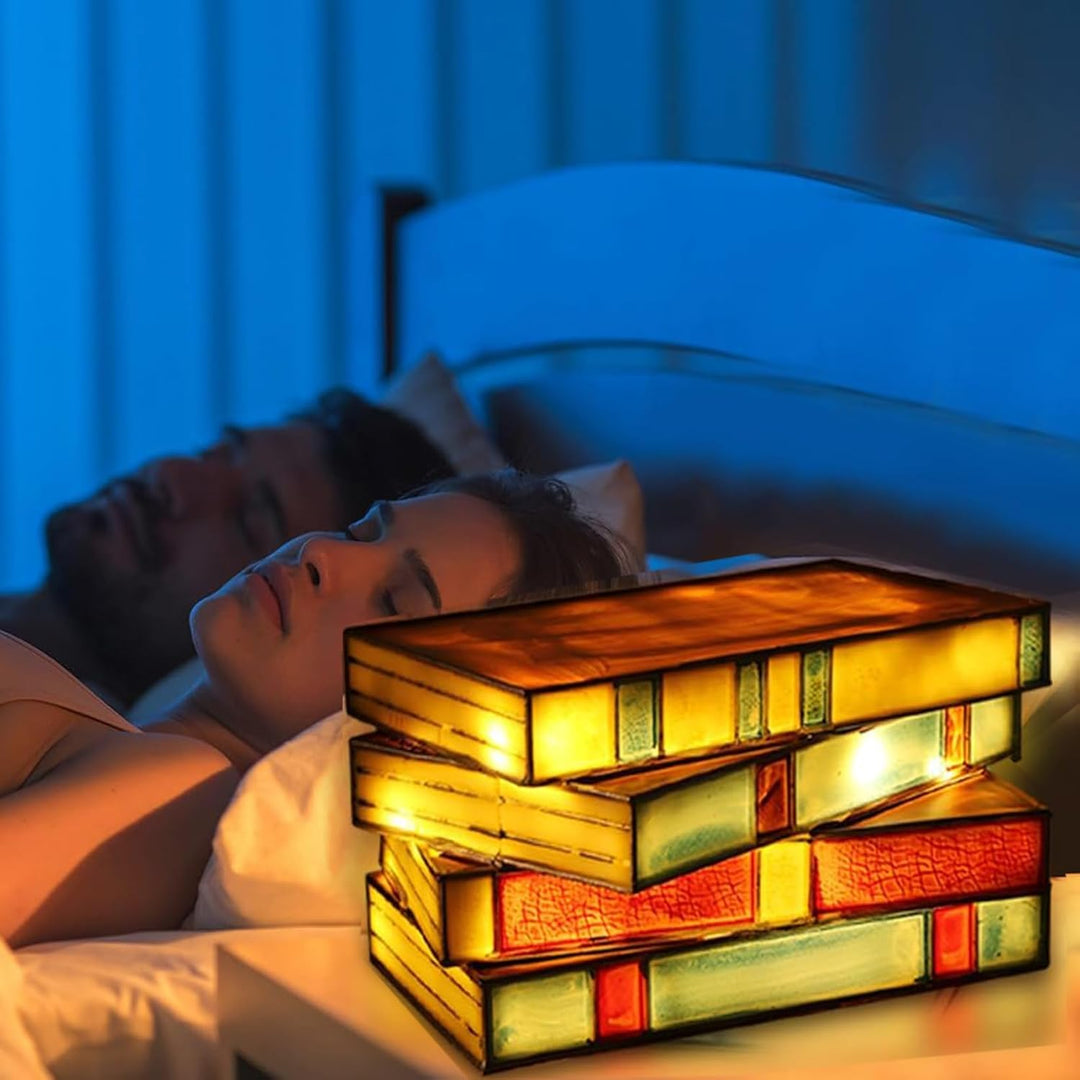 Lampe en Empilement de Livres en Vitre Sculpée