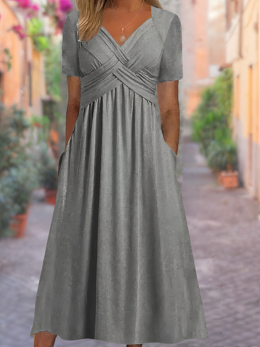 Mireya | Robe portefeuille à taille croisée et poches latérales pour femme