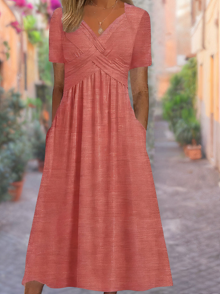 Mireya | Robe portefeuille à taille croisée et poches latérales pour femme