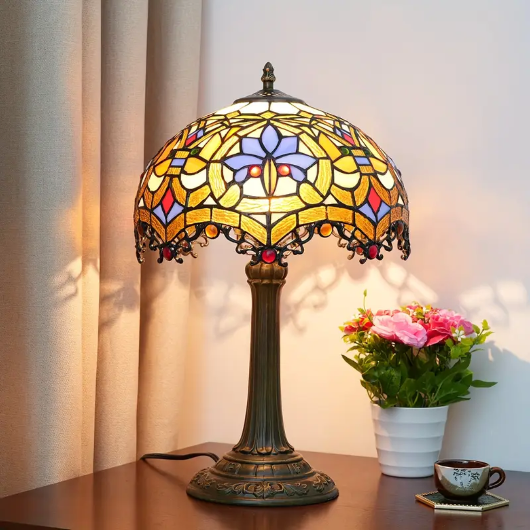 Lampe de Table en Soufflé Floral