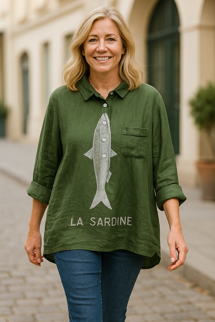 Mackenzie - Chemise en Coton Imprimée Poisson Élégante